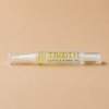 TROOTH cuticle and nail oil in a clear container on a beige background